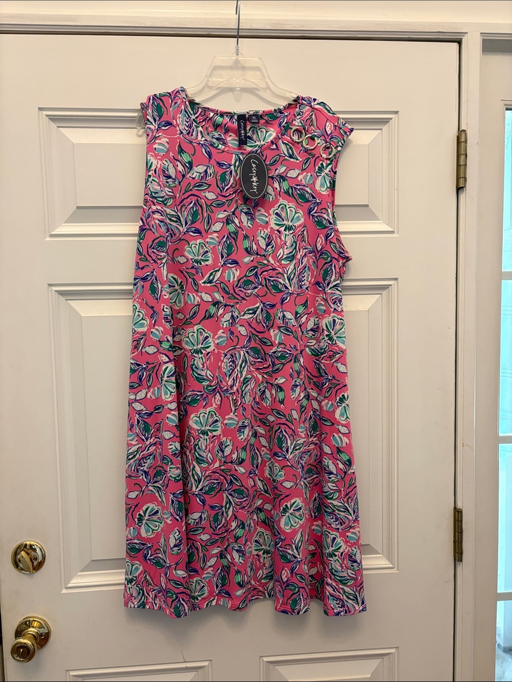 Casey Key  Sleeveless Pink Floral Midi Dress